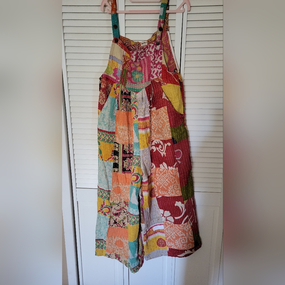 Boho Patchwork Kantha Style Overalls - Multicolor - image 1